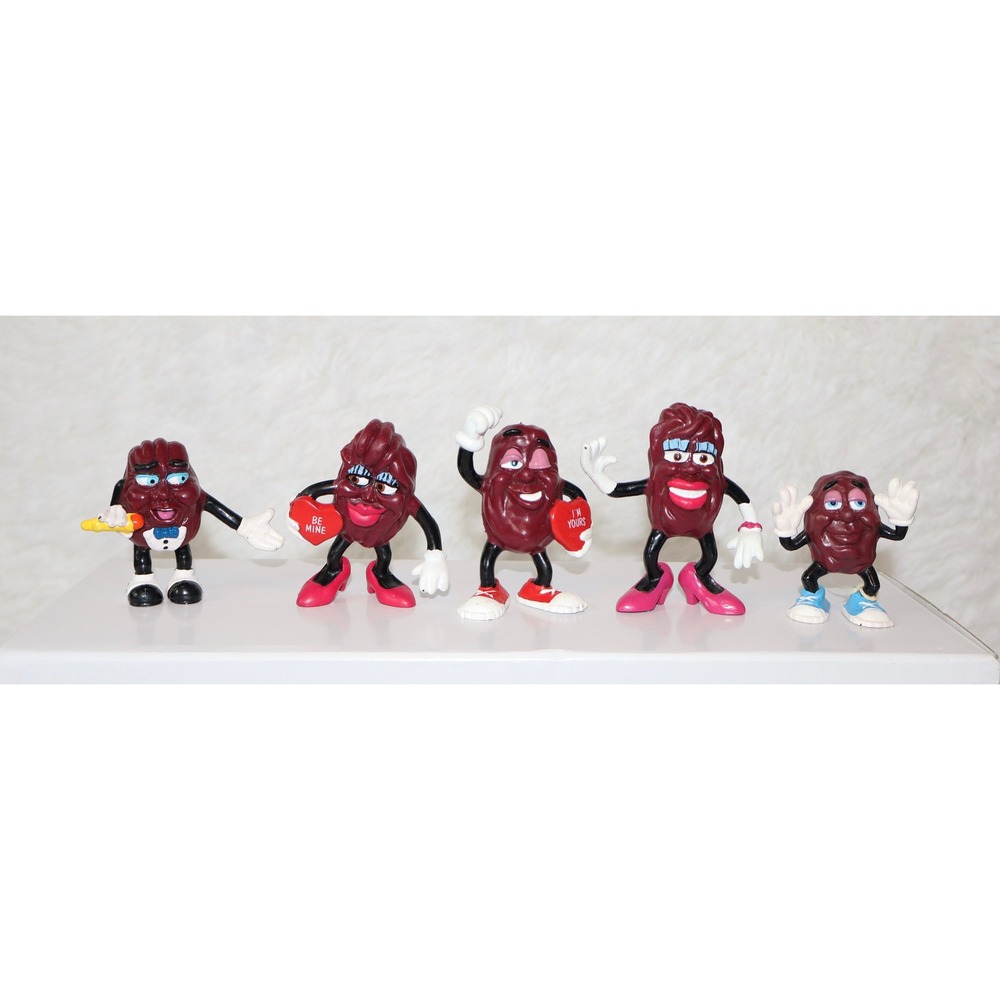 Vintage California Raisins PVC Figures Set of 5 Valentine Heart Singer 1980s